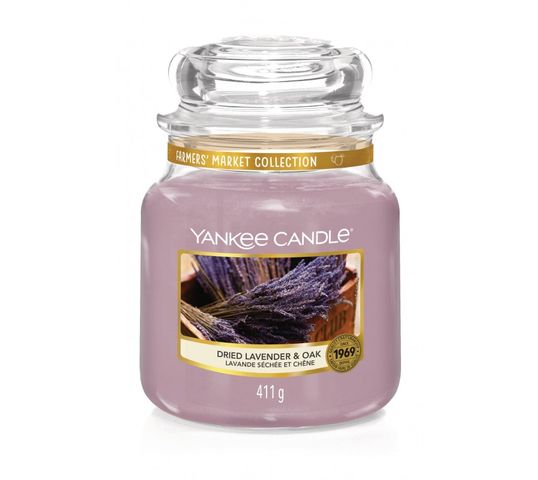 Yankee Candle – Świeca zapachowa średni słój Dried Lavender & Oak (411 g)