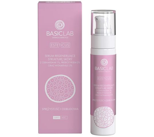 BasicLab Esteticus serum regenerujące strukturę skóry z ceramidami 1% prebiotykiem 2% i witaminą E 3% (50 ml)