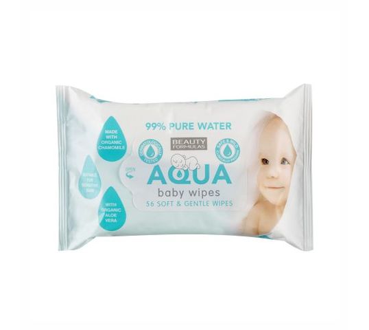 Beauty Formulas – Aqua Baby Wipes nawilżające chusteczki dla dzieci (56 szt.)
