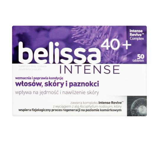 Belissa Intense 40+ suplement diety wzmacniający włosy skórę i paznokcie 50 tabletek