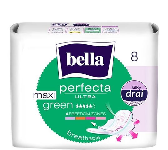 Bella Perfecta Green Maxi Podpaski ultra cienkie silky dry  (1op. - 8 szt.)