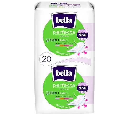 BELLA Perfecta Green Podpaski ultra cienkie silky dry  (1op. - 20 szt.)