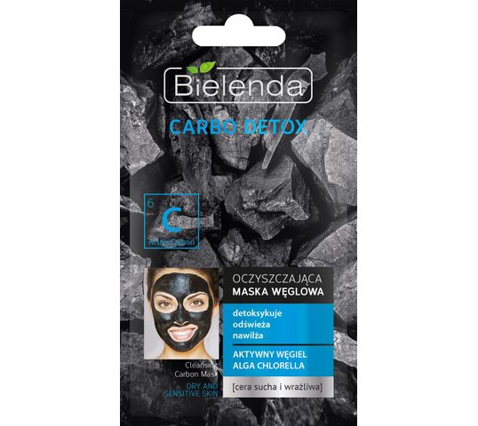 Bielenda Carbo Detox maska do cery suchej i wrażliwej węglowa oczyszczająca (8 g)