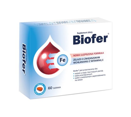 Biofer Żelazo o zwiększonym wchłanianiu z witaminą C (60 tabletek)