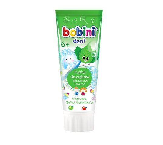 Bobini Dent pasta do zębów dla małych i dużych powyżej 6-go roku życia Miętowa guma balonowa 75ml