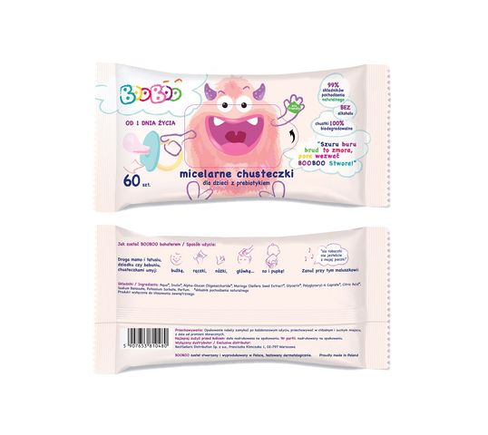 Booboo Micelarne chusteczki nawilżane z prebiotykiem dla dzieci (60 szt.)
