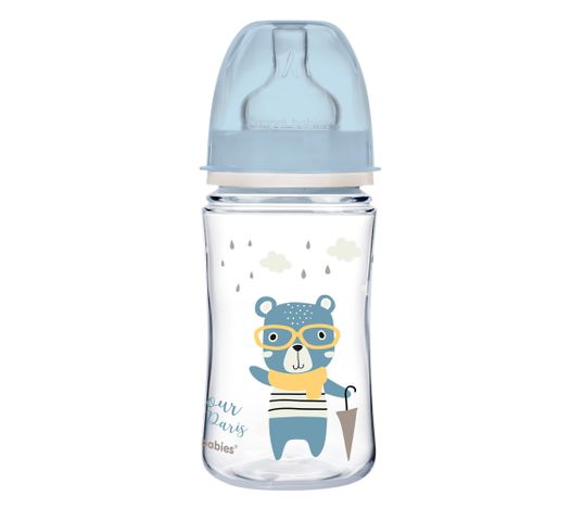 Canpol Babies EasyStart butelka szeroka antykolkowa Bonjour Paris Niebieska 240ml