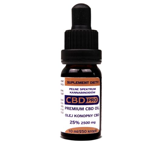 CBD Pro Olej konopny 25% 2500mg suplement diety w kroplach 10ml