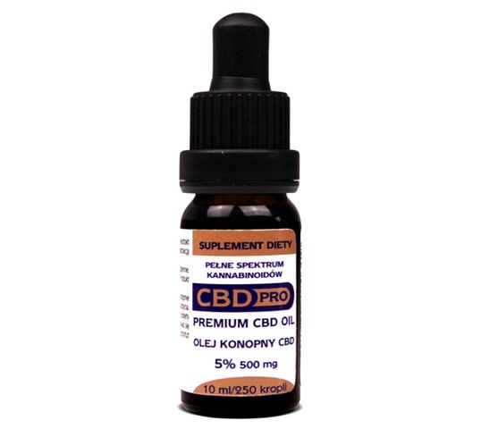 CBD Pro Olej konopny 5% 500mg suplement diety w kroplach 10ml