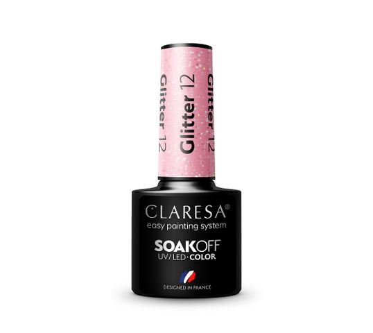 Claresa Soak Off UV/LED Glitter lakier hybrydowy 12 (5 g)