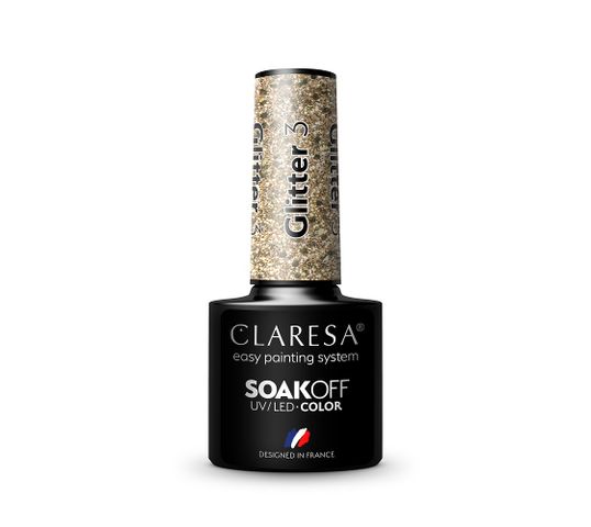Claresa Soak Off UV/LED Glitter lakier hybrydowy 3 (5 g)
