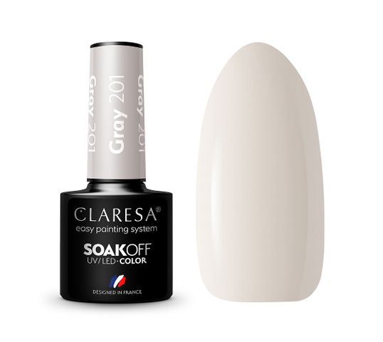 Claresa Soak Off UV/LED Gray lakier hybrydowy 201 (5 g)