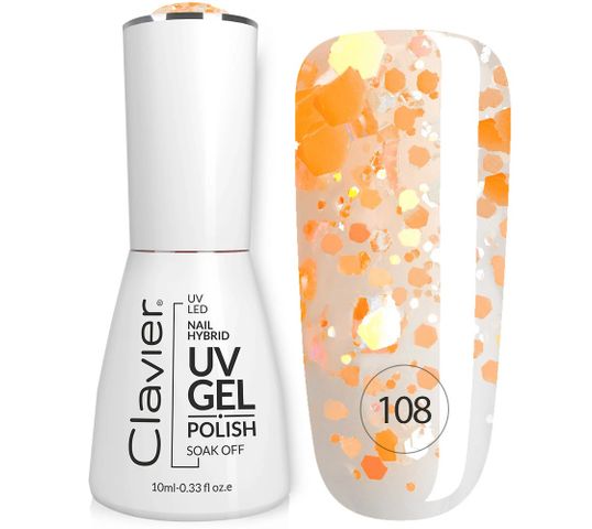 Clavier Luxury lakier hybrydowy z drobinkami holograficznymi 108 Orangeade 10ml
