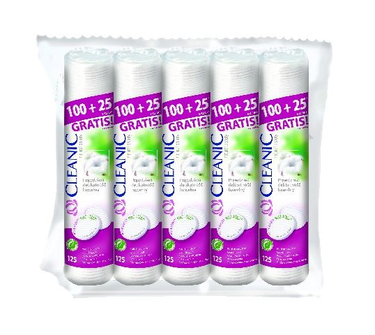 Cleanic Płatki kosmetyczne Pure Effect Okrągłe 5 x 125 szt