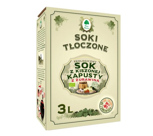 Dary Natury Ekologiczny Sok z kiszonej kapusty z żurawiną 3l