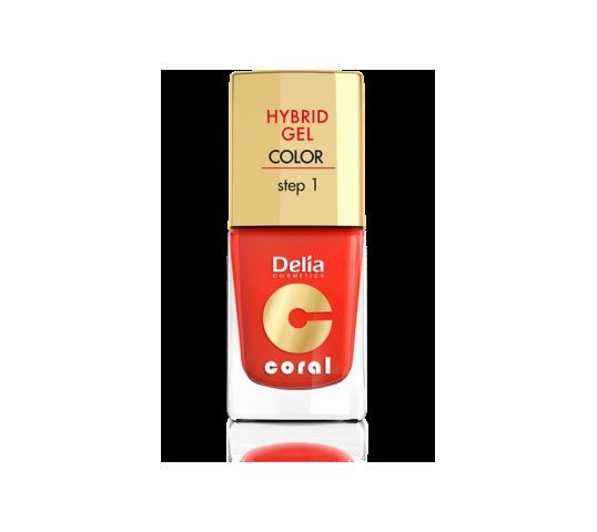 Delia Cosmetics Coral Hybrid Gel Emalia do paznokci nr 14 pomarańczowa czerwień 11 ml