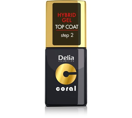 Delia Cosmetics Coral Hybrid Gel Emalia do paznokci Top Coat 11 ml