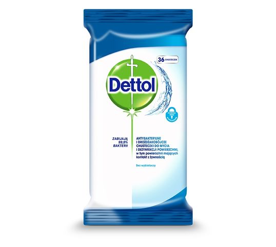 Dettol Antybakteryjne i drożdżakobójcze chusteczki do mycia i dezynfekcji powierzchni Original 36szt