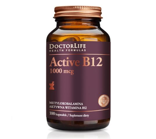Doctor Life Active B12 aktywna witamina B12 1000mcg metylokobalamina aktywna witamina B12 suplement diety 100 kapsułek