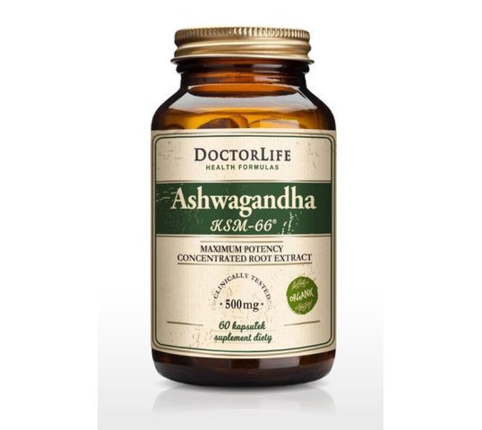 Doctor Life Ashwagandha KSM-66 ekstrakt z korzenia 500mg suplement diety 60 kapsułek