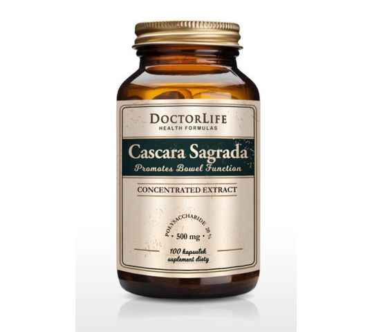 Doctor Life Cascara Sagrada kora kruszyny amerykańskiej 500mg suplement diety 100 kapsułek