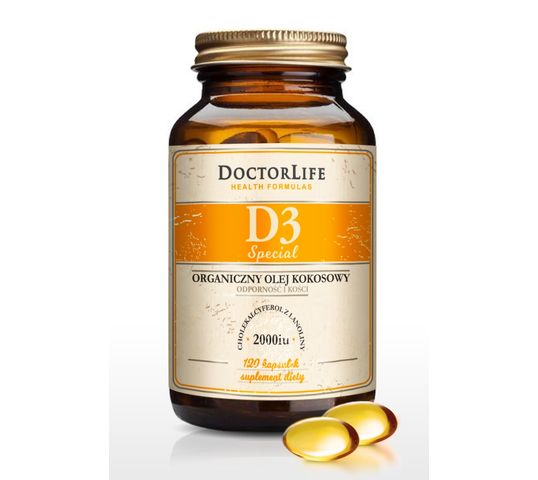 Doctor Life D3 Special 2000iu organiczny olej kokosowy suplement diety 120 kapsułek