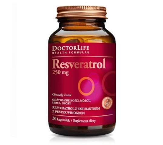 Doctor Life Resveratrol resweratrol z ekstratem z pestek winogron 250mg suplement diety 30 kapsułek