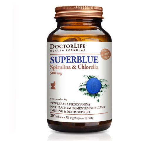 Doctor Life Superblue Spirulina & Chlorella 500mg suplement diety 200 tabletek