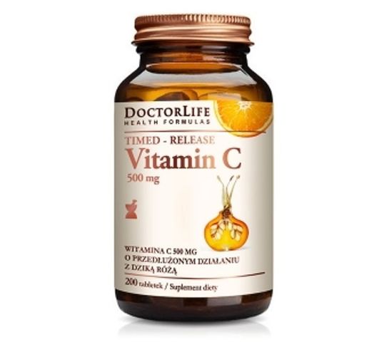Doctor Life Timed-Release Vitamin C witamina C 500mg z dziką różą suplement diety 200 tabletek