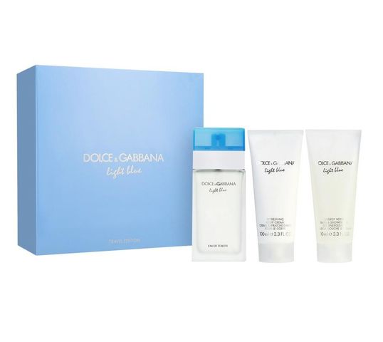 Dolce&Gabbana Light Blue Women Travel Edition zestaw prezentowy woda toaletowa spray 100 ml + krem do ciała 100 ml + żel pod prysznic 100 ml