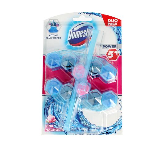 Domestos – Power 5 Kostka zapachowa do toalet Active Blue Water różowa Magnolia (2x53 g)