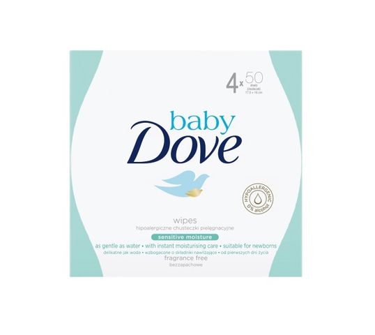 Dove Baby Sensitive Moisture Wipes nawilżane chusteczki oczyszczające 4x50szt