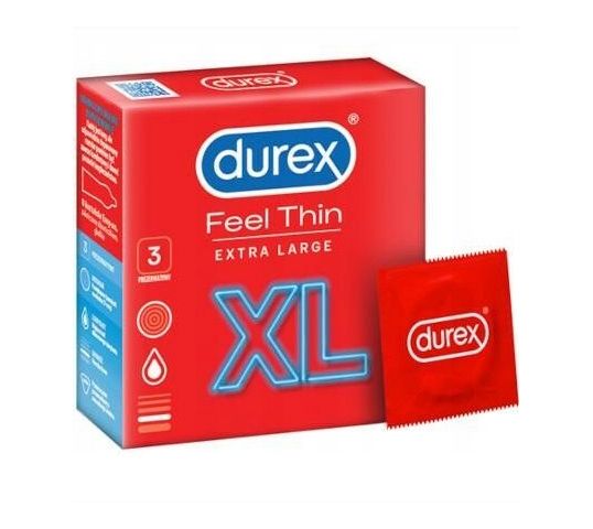 Durex Feel Thin Extra Large XL prezerwatywy lateksowe 3 szt