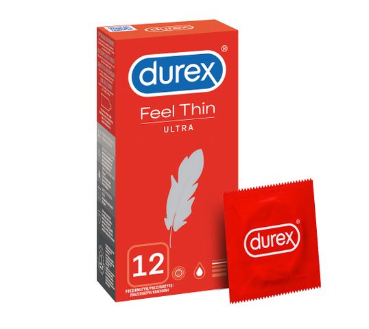 Durex Feel Thin Ultra super cienkie prezerwatywy lateksowe (12 szt.)
