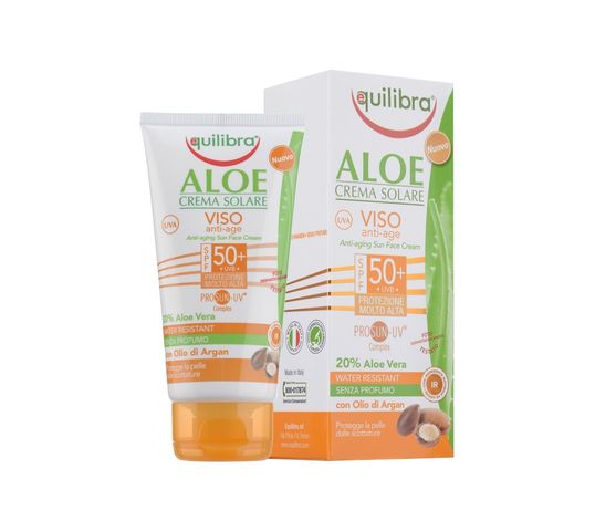Equilibra Aloe Anti-Aging Sun Face Cream SPF50 aloesowy przeciwzmarszczkowy krem przeciwsłoneczny (75 ml)