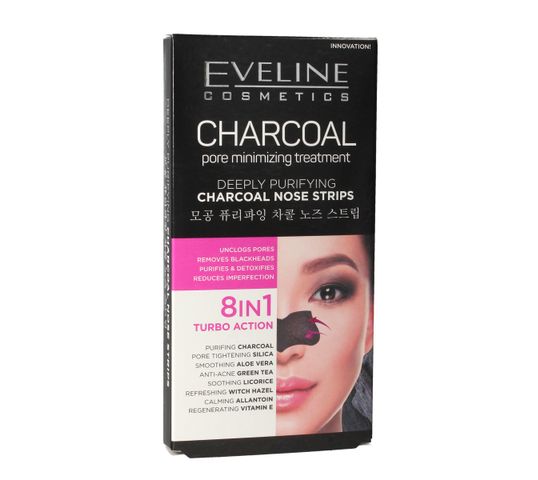Eveline Charcoal – głęboko oczyszczające płatki na nos 8w1 (1 op.)