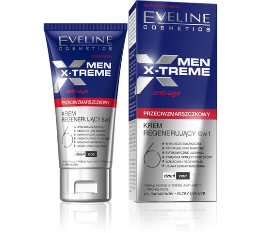 Eveline Men X-Treme 6w1 (krem do twarzy regenerujący przeciwzmarszczkowy 50 ml)