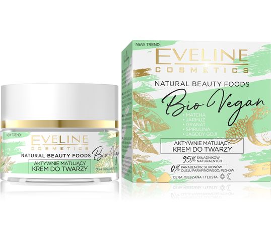 Eveline Natural Beauty Foods aktywnie matujący krem (na dzień i noc Bio Vegan 50 ml)