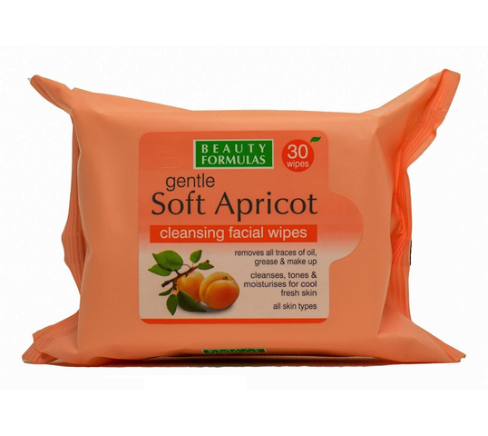 Beauty Formulas – Soft Apricot Cleansing Facial Wipes oczyszczające chusteczki morelowe (30 szt.)