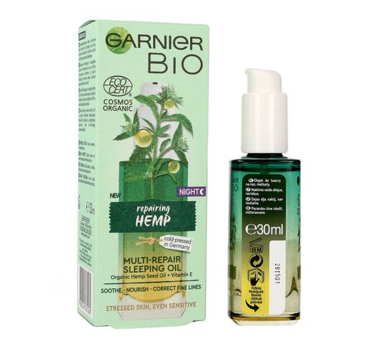 Garnier BIO Multi-naprawczy Olejek do twarzy na noc Reparing Hemp (30 ml)