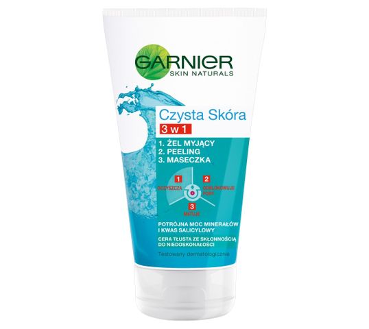 Garnier Czysta skóra 3w1 z glinką, żel do mycia twarzy, myjący peeling i maseczka 150 ml