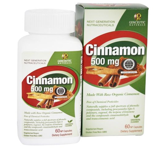 Genceutic Naturals Cinnamon 500mg organiczny cynamon suplement diety 60 kapsułek