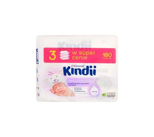 Cleanic – Kindii New Baby Care Chusteczki do delikatnej skóry noworodków i niemowląt (180 szt.)