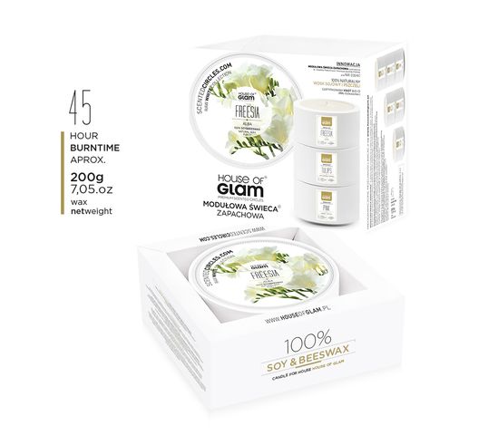 House Of Glam Świeca zapachowa Freesia Alba 200g