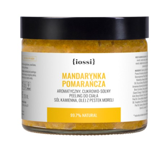 iossi aromatyczny, cukrowo-solny peeling do ciała Mandarynka Pomarańcza (250 ml)