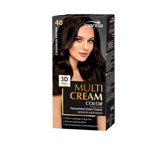 Joanna Multi Cream Color farba do każdego typu włosów nr 40 cynamonowy brąz 120 ml