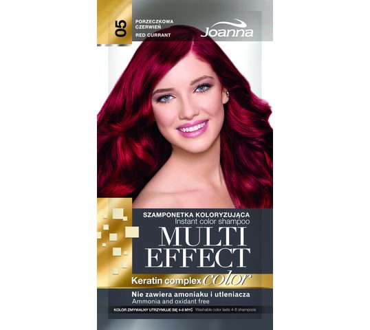 Joanna Multi Effect Color Keratin Complex szamponetka do każdego typu włosów 05 porzeczkowa czerwień 35 g