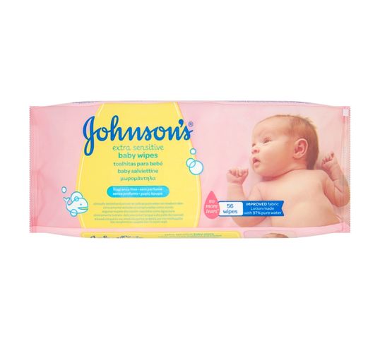 Johnson's Extra Sensitive Baby Wipes łagodne chusteczki oczyszczające dla niemowląt 56szt