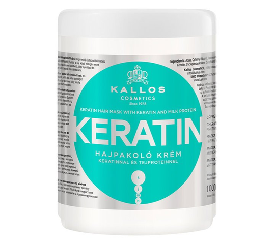 Kallos Keratin maska do włosów suchych i łamiących się z wyciągiem keratyny i proteiny mlecznej (1000 ml)
