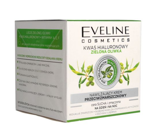 Krem Eveline kwas hialuronowy zielona oliwka (nawilżający i przeciwzmarszczkowy 50 ml)
